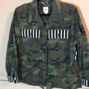 Women’s Military jacket with black/white detail.